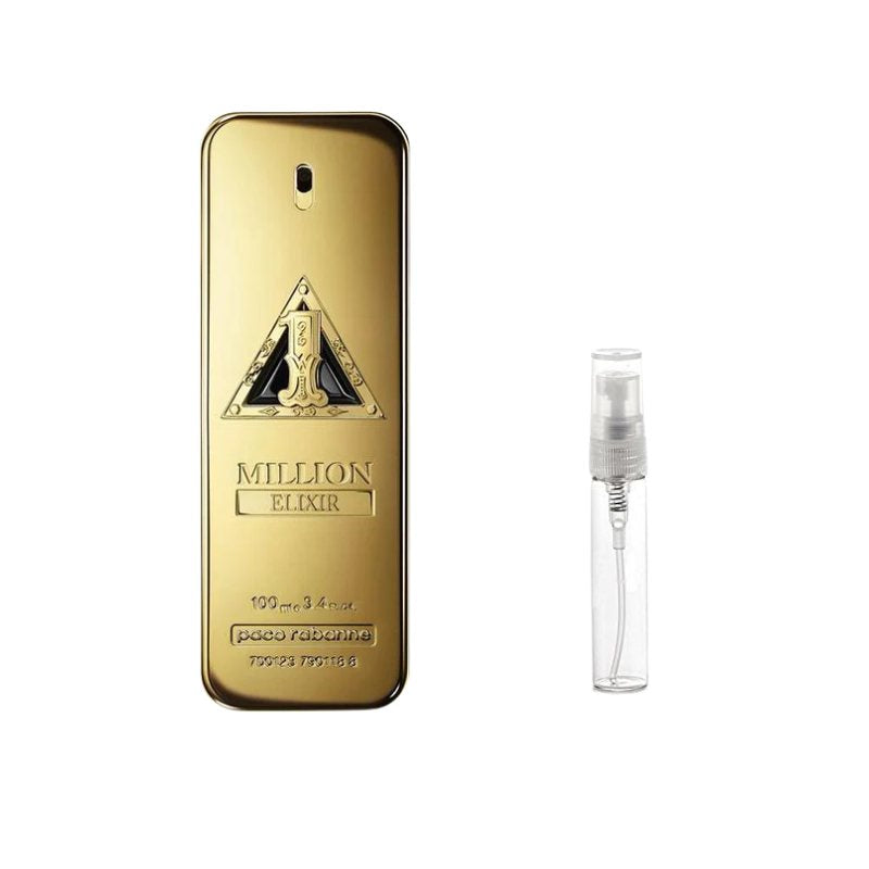 Gold perfume bottle sample with clear spray atomizer vial