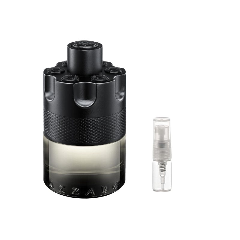 Black fragrance sample atomizer with textured band and sprayer vial, cylindrical case