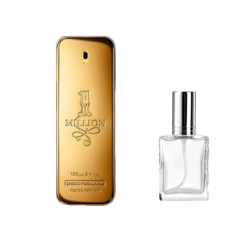 Paco Rabanne 1 Million EDT sample bottle with clear bottle and silver cap