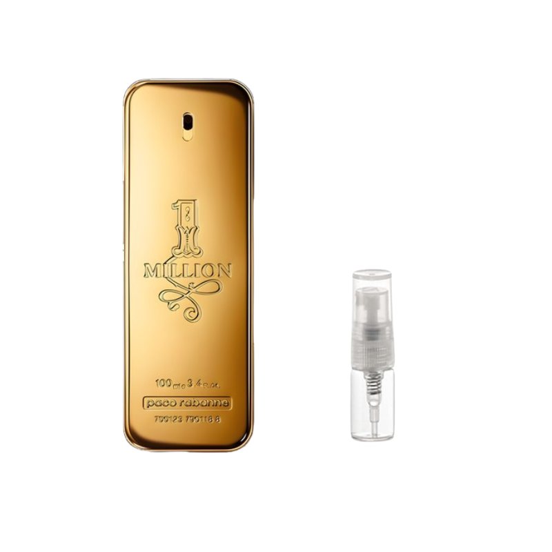 Paco Rabanne 1 Million EDT sample bottle with clear 2ml spray vial