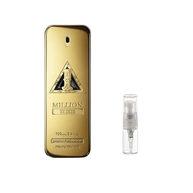 Gold perfume bottle sample with 2ml clear spray vial