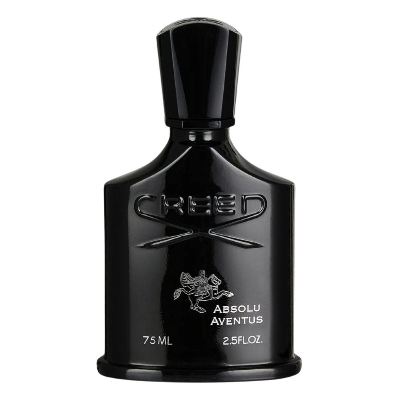 Creed Aventus Absolu 75 ml black glass perfume bottle with cap and logo