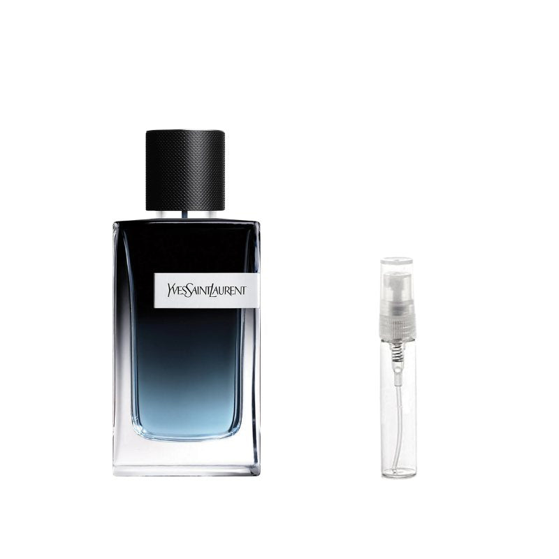 Yves Saint Laurent Y EDP sample bottle with black cap plus clear travel vial