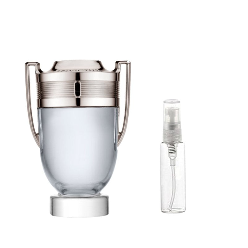 Silver-toned sample perfume vial with clear mist spray vial and nozzle