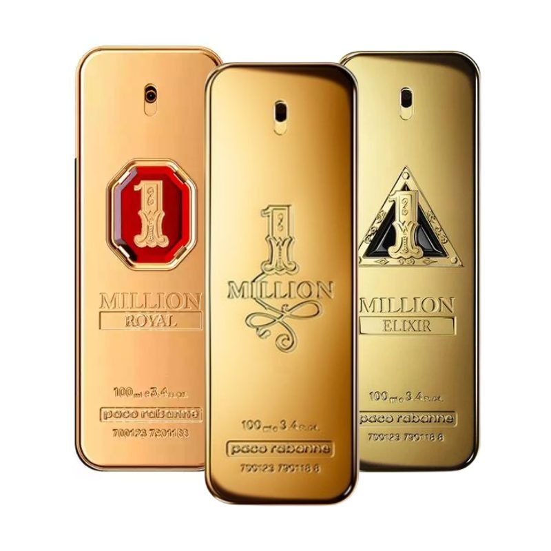Paco Rabanne 1 Million sample pack of three gold-toned perfume bottles