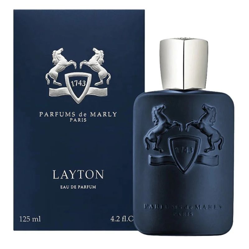 Parfums De Marly Layton EDP tester bottle, dark blue glass, silver cap