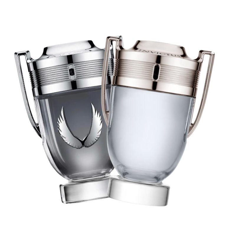 Paco Rabanne Invictus Summer pack, two silver metallic trophy cups